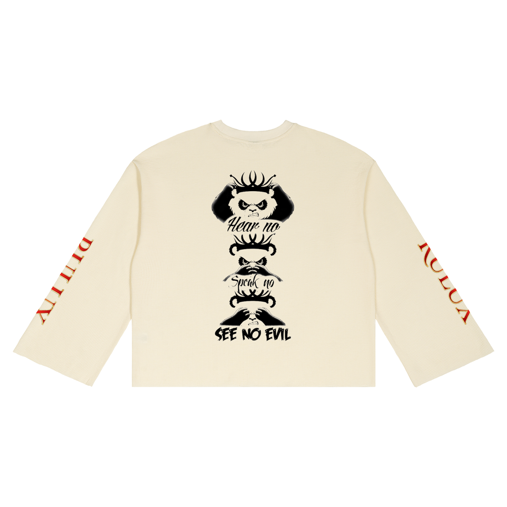 RULUX See , Say, Hear NO Unisex Waffle Raw Edge T-Shirt